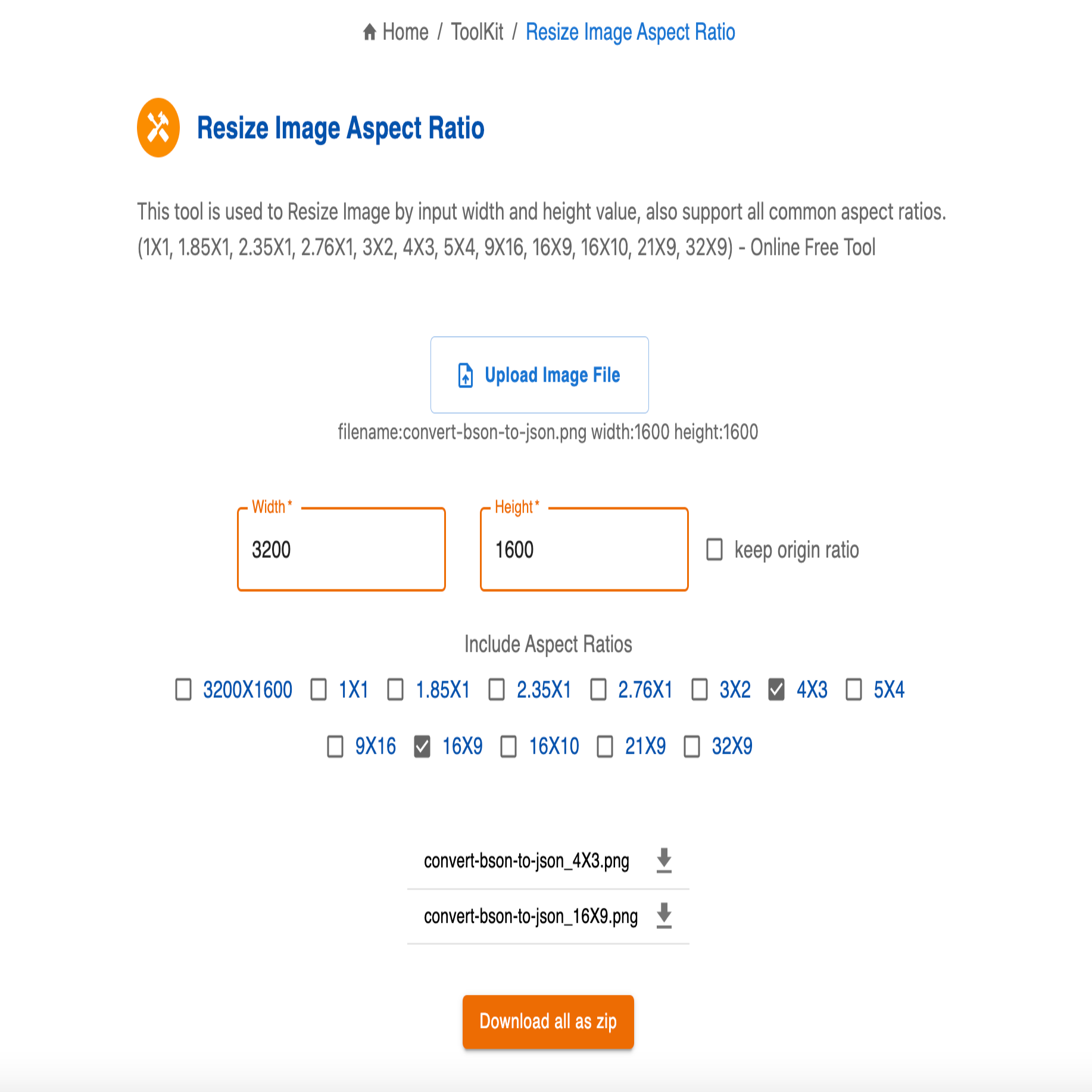 Resize image aspect ratio online free tool